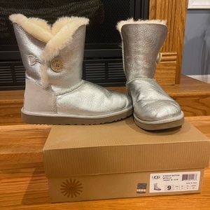 UGG Silver Metallic Bailey Button Boots